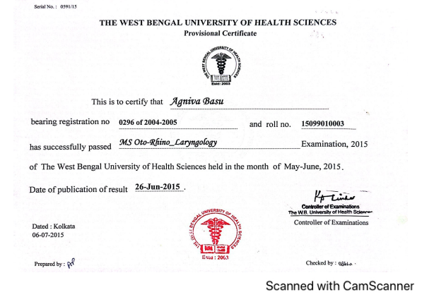Dr. Sajal Kumar Das Professional Certificate